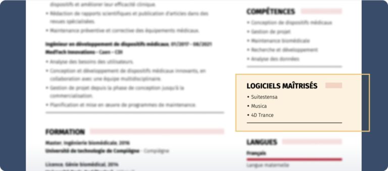 zoom sur la section “formation” pour montrer comment rediger un cv qui met en avant les diplômes